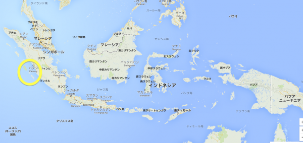 地図左のマルのなかがメンタワイ諸島です